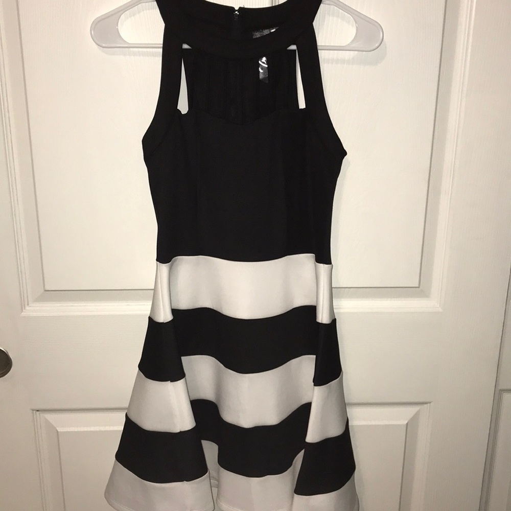 High neck, fit and flare dress